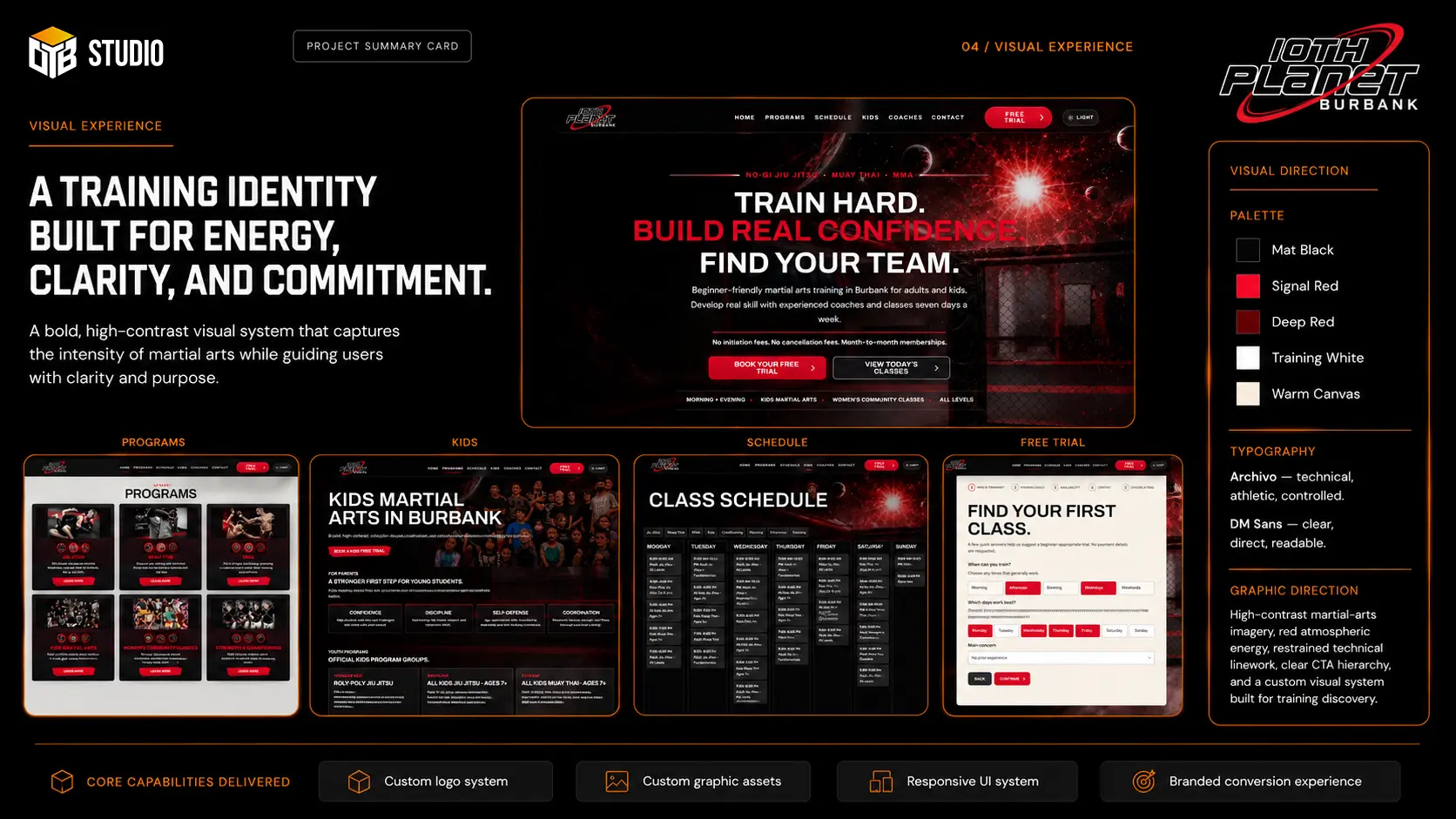 10th Planet Burbank visual experience and custom brand system case-study slide