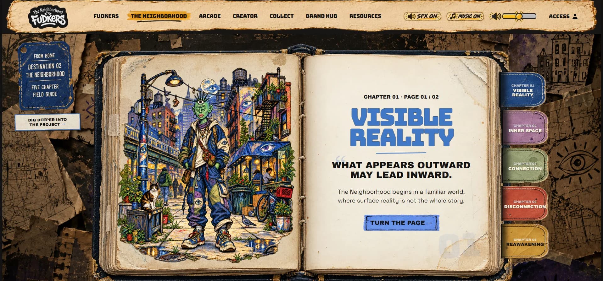 FUDkers.xyz neighborhood-style digital experience screen